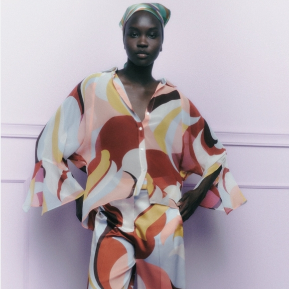 Zara Tops Zara Flowy Printed Shirt Poshmark